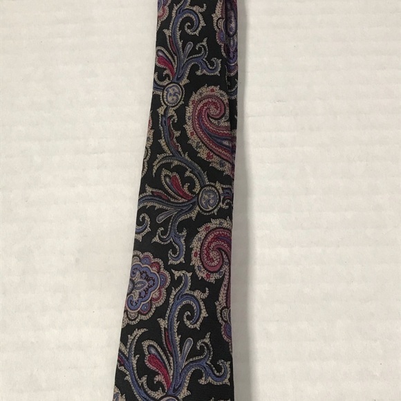 Pink Purple Silk Paisley Tie with Gray & Black - Picture 10 of 13